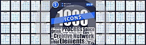 1000 Business Icon Pack Blue Style cyber crime, motivation, virus transmission, layout, pollution