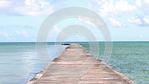 1000 feet long Iko pier and beautiful sea in Kuroshima island, Okinawa, Japan