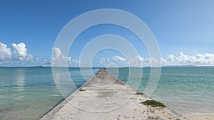 1000 feet long Iko pier and beautiful sea in Kuroshima island, Okinawa, Japan