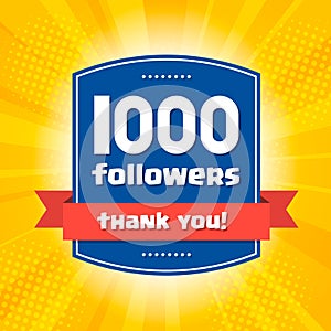 1000 followers Thank you design card