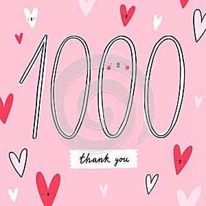 1000 followers, thank you vector illustration
