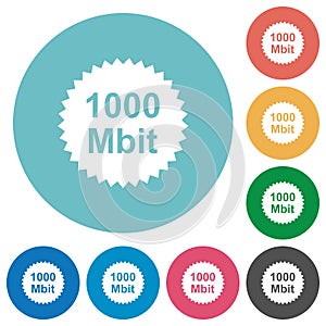 1000 mbit guarantee sticker flat round icons