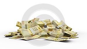 10000 Burundian franc notes isolated on white background