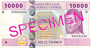 10000 central african CFA franc bank note obverse