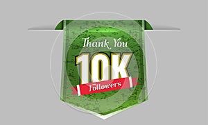 10000 followers illustration with thank you on a ribbon. Vector illustration