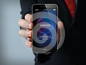 10000 steps businessman smartphone