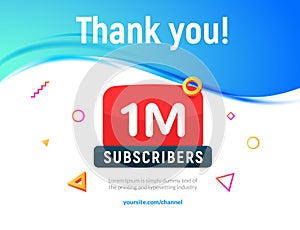 1000000 followers vector post 1m celebration. One million subscribers followers thank you congratulation