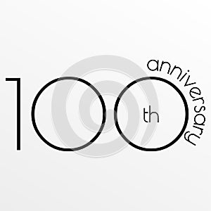 100th anniversary icon. 100 years celebrating and birthday logo. Vector illustration