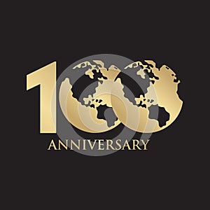 100th year anniversary emblem logo design vector template