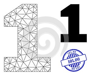 101.00 Textured Seal and Web Net Digit One Vector Icon