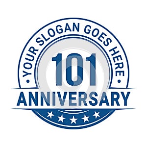 101 years anniversary. 101st anniversary logo design template. Vector and illustration.