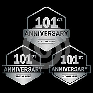 101 years anniversary celebration logotype. 101st anniversary logo collection