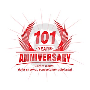 101 years anniversary. Elegant anniversary design. 101st years logo.