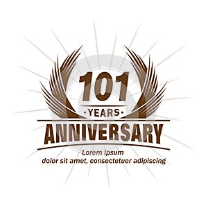 101 years anniversary. Elegant anniversary design. 101st years logo.