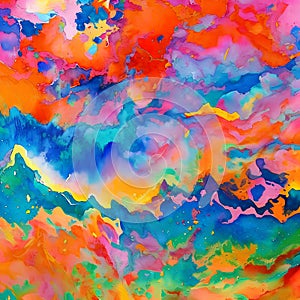 1011 Abstract Watercolor Stains: An artistic and expressive background featuring abstract watercolor stains in bold and vibrant