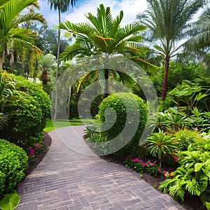 1013 Tropical Botanical Garden: A vibrant and tropical background featuring a tropical botanical garden with lush foliage, color