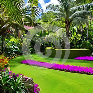 1013 Tropical Botanical Garden: A vibrant and tropical background featuring a tropical botanical garden with lush foliage, color