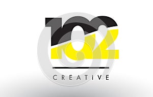 102 Black and Yellow Number Logo Design.