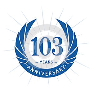 103 years anniversary design template. Elegant anniversary logo design. 103 years logo.