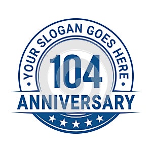 104 years anniversary. 104th anniversary logo design template. Vector and illustration.