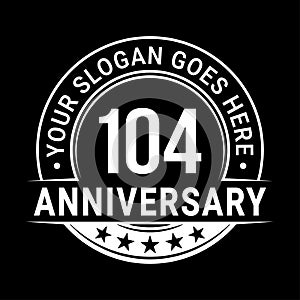 104 years anniversary. 104th anniversary logo design template. Vector and illustration.