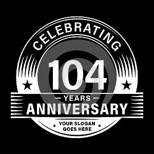 104 years anniversary celebration design template. 104th logo vector illustrations.