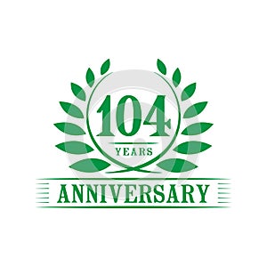 104 years anniversary celebration logo. 104th anniversary luxury design template. Vector and illustration.