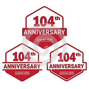 104 years anniversary celebration logotype. 104th anniversary logo collection