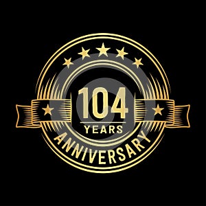104 years anniversary celebration logotype. 104th years logo. Vector and illustration.