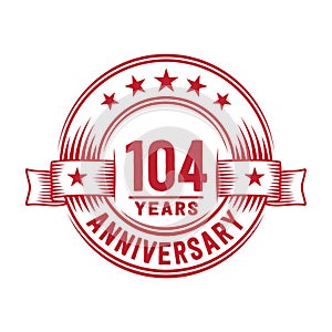 104 years anniversary celebration logotype. 104th years logo. Vector and illustration.