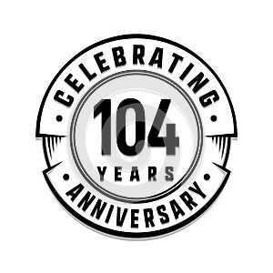 104 years anniversary logo template. 104th vector and illustration.