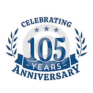 105 years anniversary celebration logotype. 105th anniversary logo. Vector and illustration.