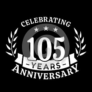 105 years anniversary celebration logotype. 105th anniversary logo. Vector and illustration.