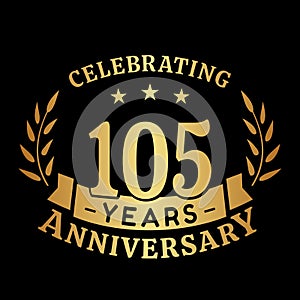 105 years anniversary celebration logotype. 105th anniversary logo. Vector and illustration.