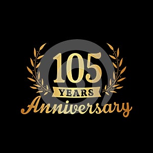 105 years anniversary celebration logotype. 105th anniversary logo. Vector and illustration.