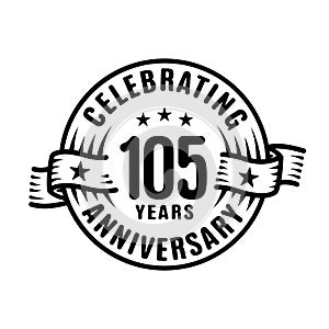 105 years anniversary celebration logotype. 105th years logo. Vector and illustration.