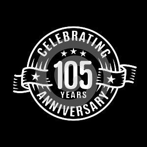 105 years anniversary celebration logotype. 105th years logo. Vector and illustration.