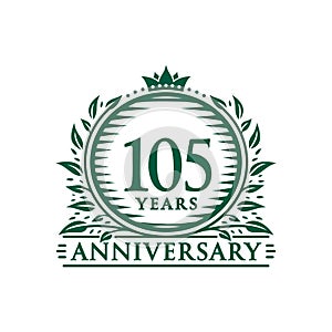 105 years celebrating anniversary design template. 105th anniversary logo. Vector and illustration.