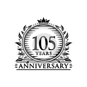 105 years celebrating anniversary design template. 105th anniversary logo. Vector and illustration.