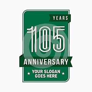 105 years celebrating anniversary design template. 105th logo. Vector and illustration.