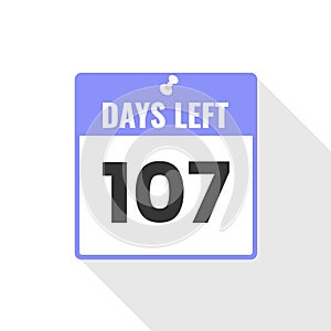 107 Days Left Countdown sales icon. 107 days left to go Promotional banner