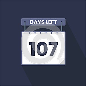 107 Days Left Countdown for sales promotion. 107 days left to go Promotional sales banner