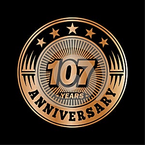 107 years anniversary celebration. 107th anniversary logo design. 107years logo.