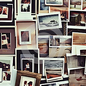 1074 Retro Polaroid Photos: A retro and vintage-inspired background featuring retro polaroid photos with vintage filters, retro