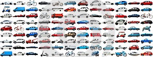 108 cars and various vehicles set on isolated background AIG44