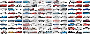 108 cars and various vehicles set on isolated background AIG44