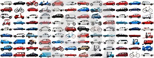 108 cars and various vehicles set on isolated background AIG44