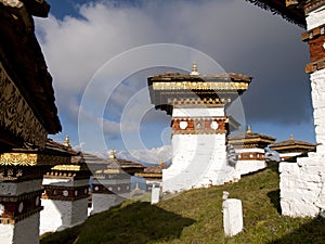 The 108 chortens on the Dochula Pass in Bhutan