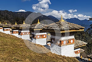108 Memorial Chortens of Dochula Pass in Thimphu, Bhutan