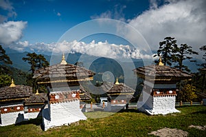 108 Memorial Chortens of Dochula Pass in Thimphu, Bhutan